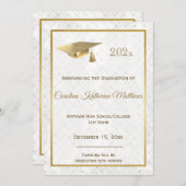 金ゴールドエレガントキャップ写真卒業 案内状 (正面/裏面)