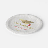 金ゴールドエレガントキャップ赤卒業 ペーパープレート (アングル)