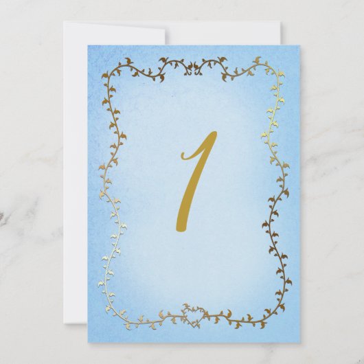 金ゴールドエレガントキャリッジブルーストーリーブック1st誕生日 招待状 (裏面)