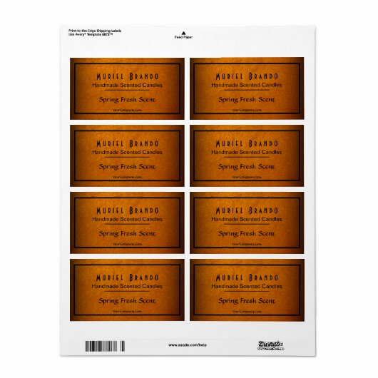 金ゴールドエレガントキャンドル会社V4キャンドル瓶ラベル ラベル (フルシート)