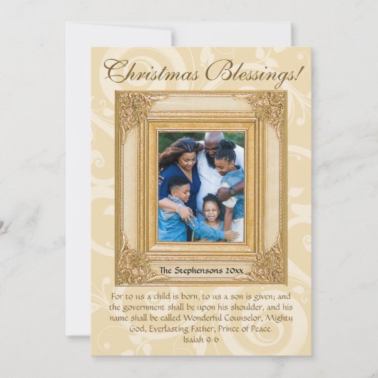 金ゴールドエレガントキリスト教聖書論文写真 シーズンカード (正面)