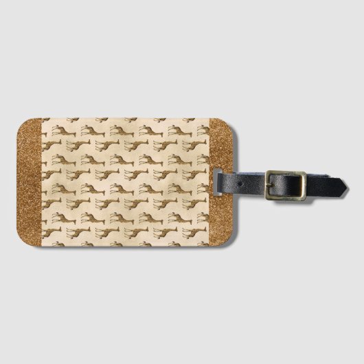 金ゴールドエレガントキリングリッタースパークルシック ラゲッジタグ (正面横)