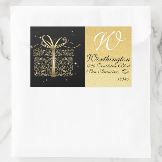 金ゴールドエレガントギフト住所 シールシール – SRF 長方形シール (バッグ)