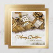 金ゴールドエレガントギフト雪クリスマスカード シーズンカード (正面/裏面)