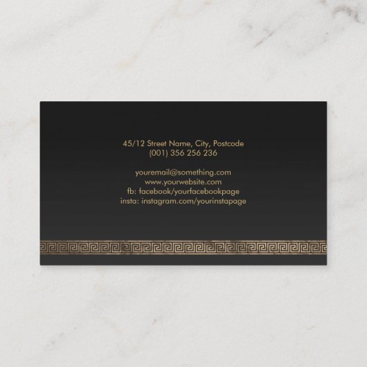 金ゴールドエレガントギリシャのメアンダー鍵モノグラム 名刺 (裏面)