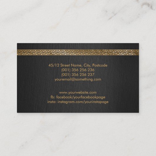 金ゴールドエレガントギリシャのメアンダー鍵モノグラム 名刺 (裏面)