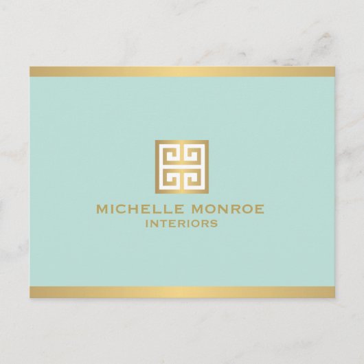 金ゴールドエレガントギリシャ鍵オンミントハガキ ポストカード (正面)