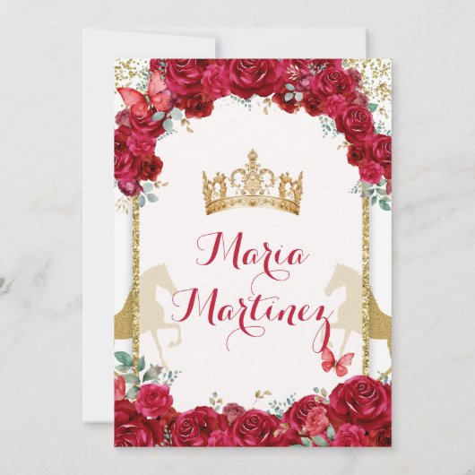 金ゴールドエレガントクラウンレッドフローラミクリンスバタフライ 招待状 (裏面)