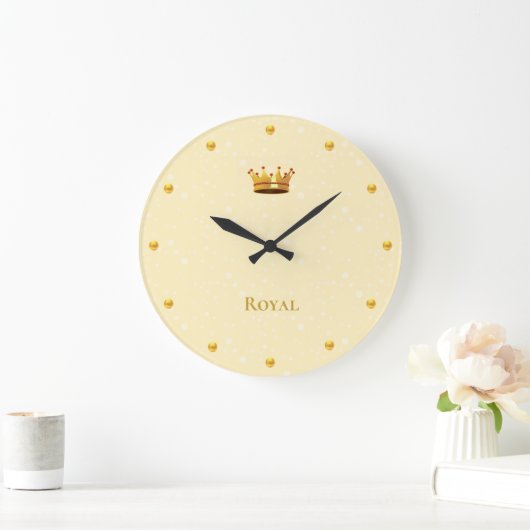金ゴールドエレガントクラウン&ライトオルブオンシャンパン ラージ壁時計 (ホーム)