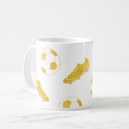 金ゴールドエレガントクラシックサッカーのクリートボール コーヒーマグカップ (正面左)