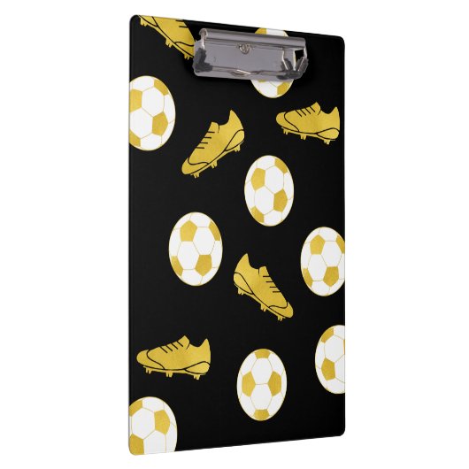 金ゴールドエレガントクラシックサッカーのボール・ブラック クリップボード (右)
