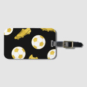 金ゴールドエレガントクラシックサッカーのボール・ブラック ラゲッジタグ (正面横)