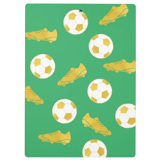 金ゴールドエレガントクラシックサッカーボールのクリーツボールグリーン クリップボード (裏面)