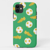 金ゴールドエレガントクラシックサッカーボールのクリーツボールグリーン Case-Mate iPhoneケース (裏面)