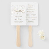 金ゴールドエレガントクラシック書婚礼プログラム ハンドファン (正面&裏面)