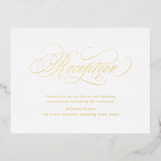 金ゴールドエレガントクラシック書婚礼 箔招待状ポストカード (正面)