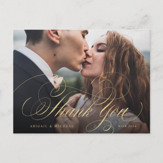 金ゴールドエレガントクラシック書感謝してい写真 ポストカード (正面)