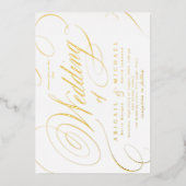 金ゴールドエレガントクラシック書道ヴィンテージ結婚式f 箔招待状 (正面)