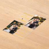 金ゴールドエレガントクラシック書道結婚写真 アクリル招待状 (レイダウン)