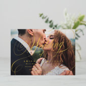 金ゴールドエレガントクラシック書道結婚写真 箔招待状 (立ち正面)