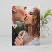 金ゴールドエレガントクラシック書道結婚写真 箔招待状 (立ち正面)