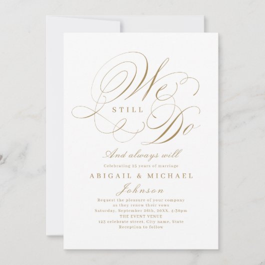 金ゴールドエレガントクラシック書道 招待状 (正面)