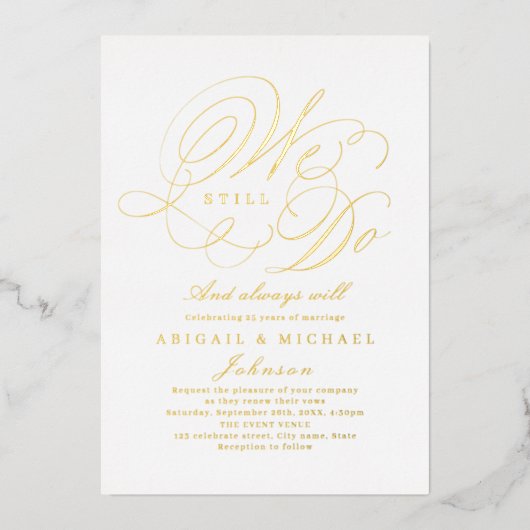 金ゴールドエレガントクラシック書道 箔招待状 (正面)