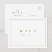 金ゴールドエレガントクラスのミニマリスト結婚式RSVP インビテーションポストカード (正面/裏面)