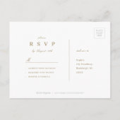 金ゴールドエレガントクラスのミニマリスト結婚式RSVP インビテーションポストカード (裏面)
