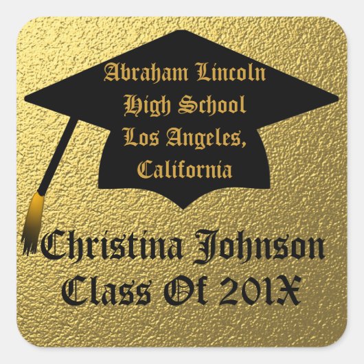 金ゴールドエレガントクラス??卒業シール スクエアシール (正面)
