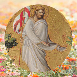 金ゴールドエレガントクリスチャン復活イエズイースター ラウンドシール