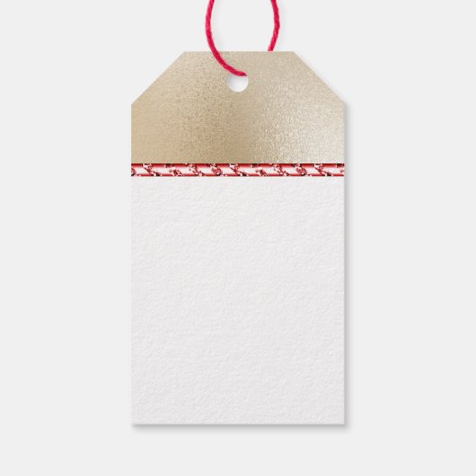 金ゴールドエレガントクリスマスに豪華な赤いサテンの弓 ギフトタグ (裏面)