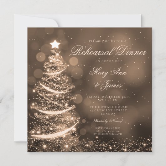 金ゴールドエレガントクリスマスのリハーサル 招待状 (正面)