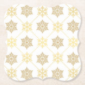 金ゴールドエレガントクリスマスの雪片パターン ペーパーコースター (正面)
