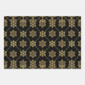 金ゴールドエレガントクリスマスの雪片パターン ラッピングペーパーシート (正面3)