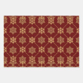 金ゴールドエレガントクリスマスの雪片パターン ラッピングペーパーシート (正面2)