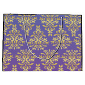 金ゴールドエレガントクリスマスの雪片パターン ラージペーパーバッグ (裏面)