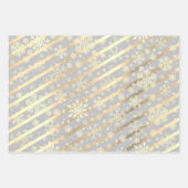 金ゴールドエレガントクリスマススノーフレーク模様 ラッピングペーパーシート (正面3)