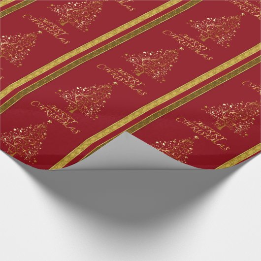 金ゴールドエレガントクリスマスツリーのギフトラップ ラッピングペーパー (角)