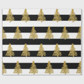 金ゴールドエレガントクリスマスツリーのパターン ラッピングペーパー (フラット)