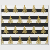 金ゴールドエレガントクリスマスツリーのパターン ラッピングペーパー (フラット)