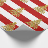 金ゴールドエレガントクリスマスツリーのパターン ラッピングペーパー (角)