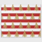 金ゴールドエレガントクリスマスツリーのパターン ラッピングペーパー (フラット)