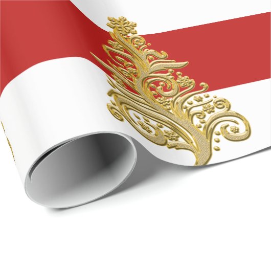 金ゴールドエレガントクリスマスツリーのパターン ラッピングペーパー (ロールコーナー)