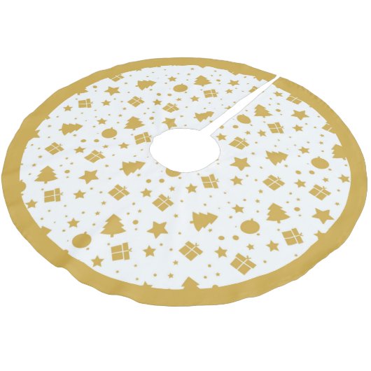 金ゴールドエレガントクリスマスツリーの贈り物 ブラッシュドポリエステルツリースカート (アングル)