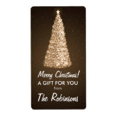 金ゴールドエレガントクリスマスツリーギフトラベルブラウン ラベル (正面)