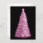 金ゴールドエレガントクリスマスツリーズピンク シーズンポストカード (正面/裏面)