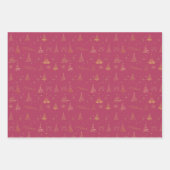 金ゴールドエレガントクリスマスツリードードルズ ラッピングペーパーシート (正面3)