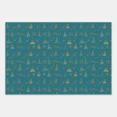 金ゴールドエレガントクリスマスツリードードルズ ラッピングペーパーシート (正面2)