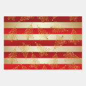 金ゴールドエレガントクリスマスツリーパターン ラッピングペーパーシート (正面3)